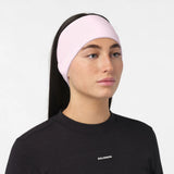 Salomon Run Tech unisex winter running headband - Icy Pink - worn