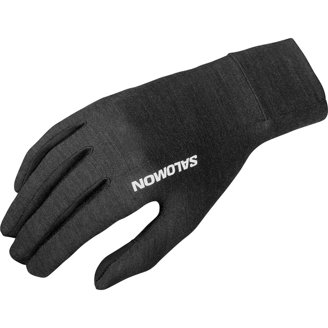 Salomon Merino unisex merino wool running gloves - Deep Black - front view