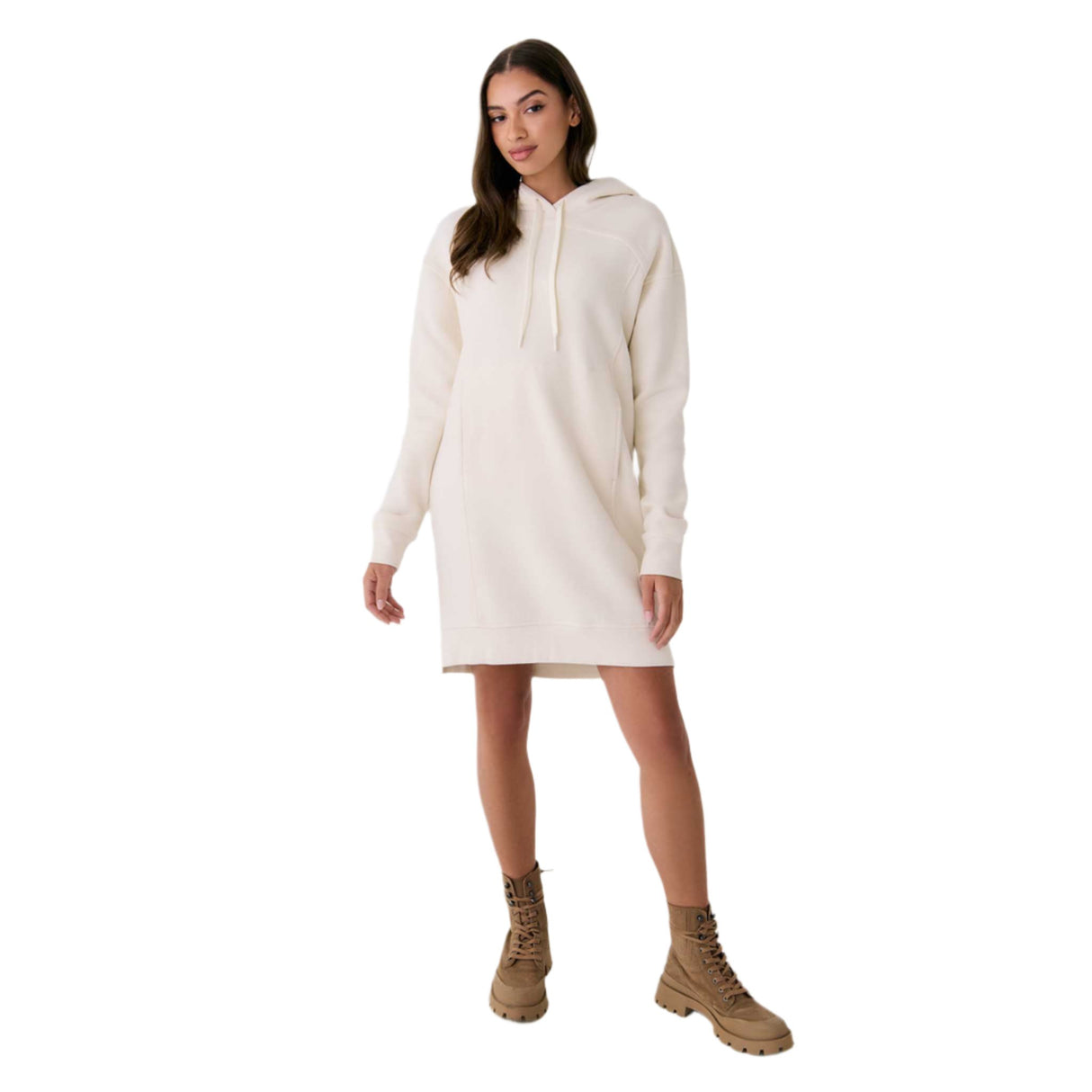 Lolë robe à capuchon en molleton Icon femme - crème