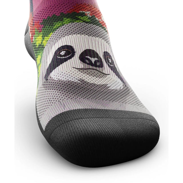 Outway Lazy Head Crew unisex running sock - Pink / Green - toe view