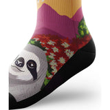 Outway Lazy Head Crew unisex running sock - Pink / Green - side view