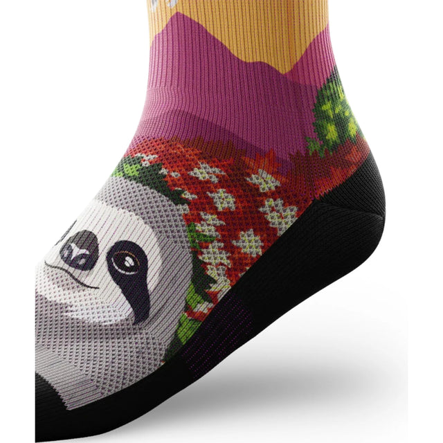 Outway Lazy Head Crew unisex running sock - Pink / Green - side view