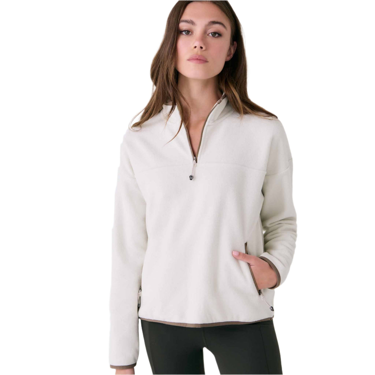 Lole Camp Half Zip Top - Cream Heather
