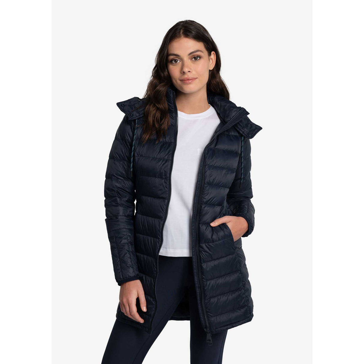 Lolë Claudia manteau mi-long ouvert - bleu espace