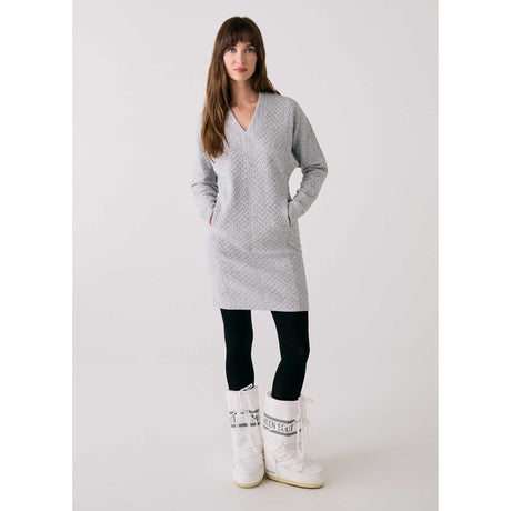 Lolë robe Clover 2 avec col en V - Gris pâle chiné