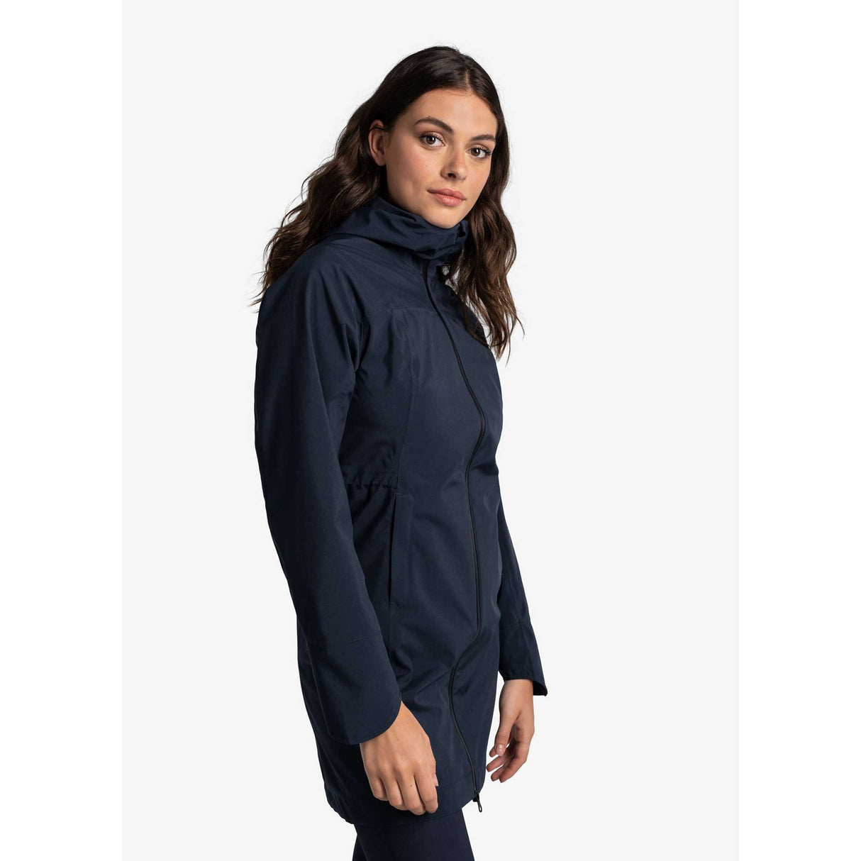 Lolë Element manteau long femme lateral- bleu espace