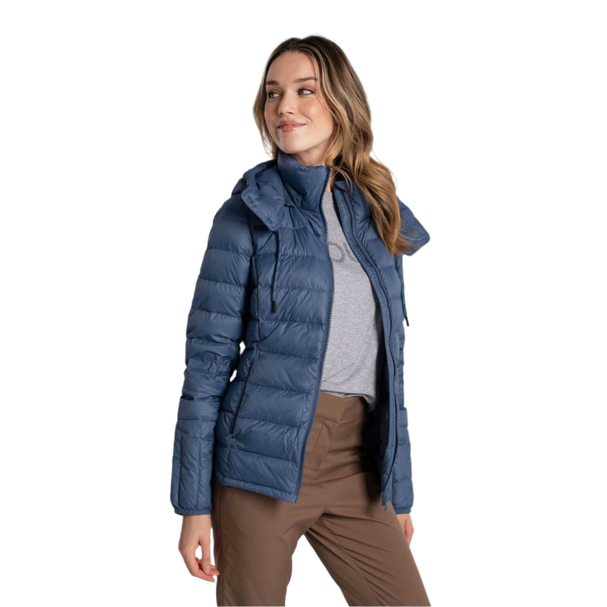 Lolë Manteau Duvet Emeline femme ouvert - bleu acier