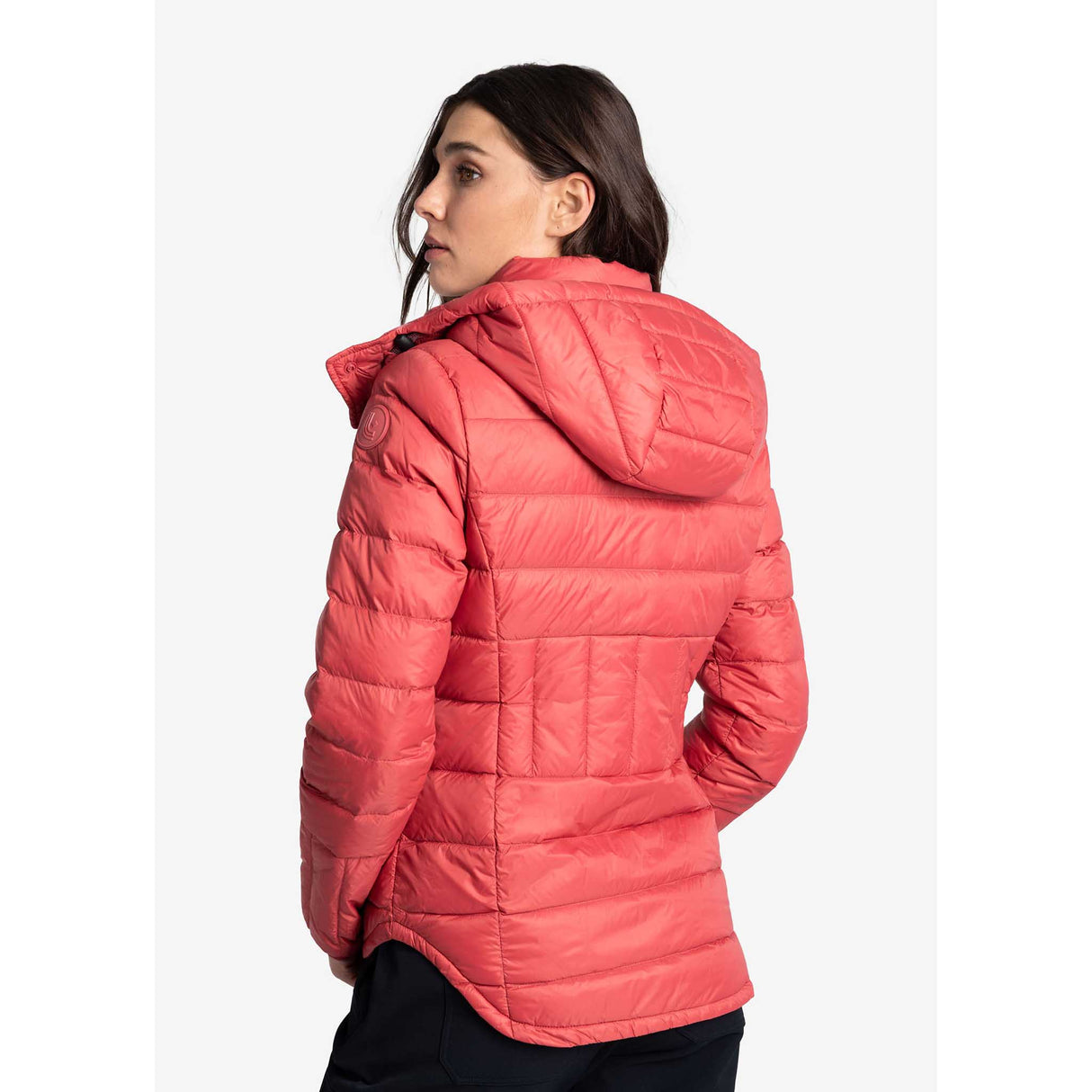 Lolë manteau court en duvet Emeline femme dos-cerise