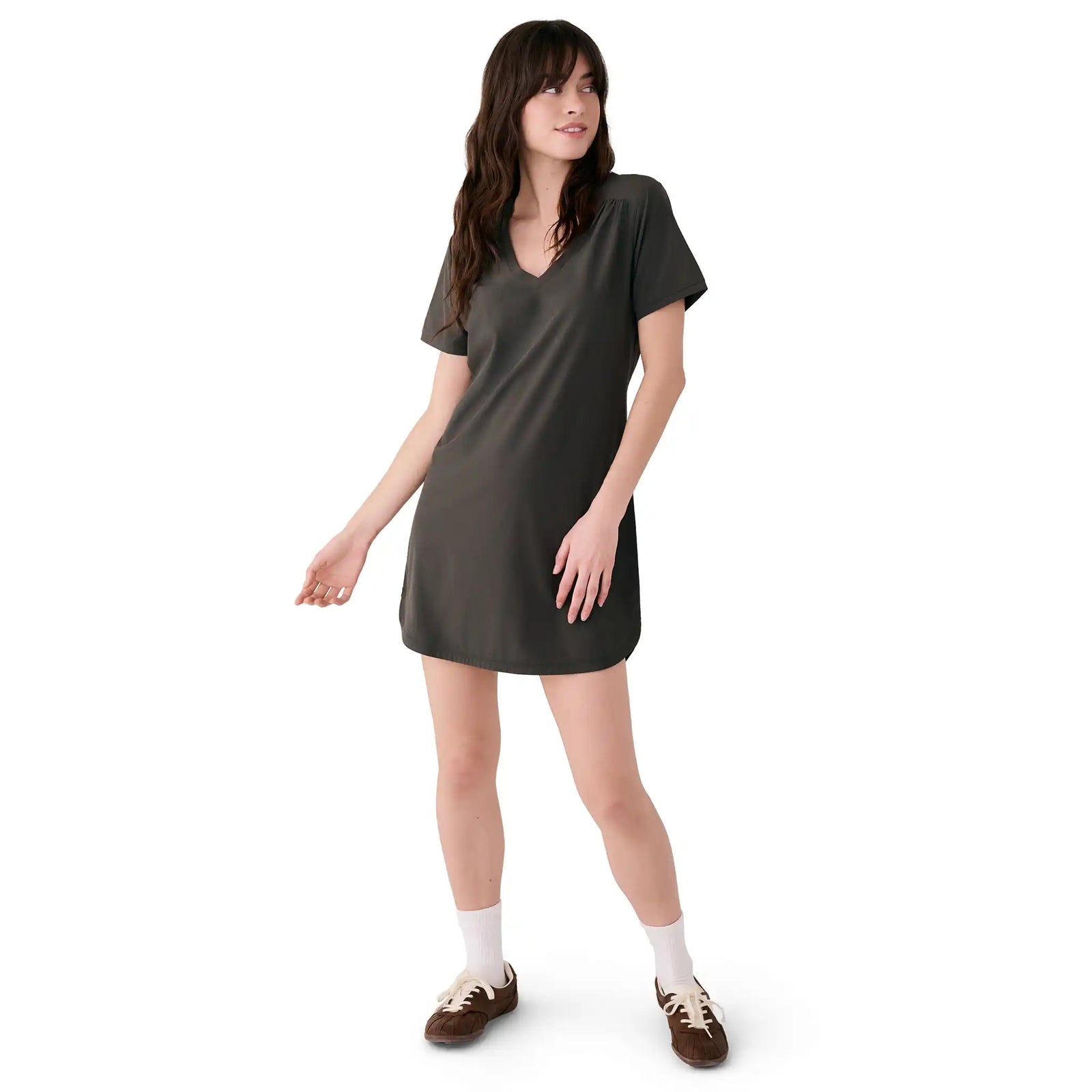 Lolë Robe col en V Olivie - Vert olive