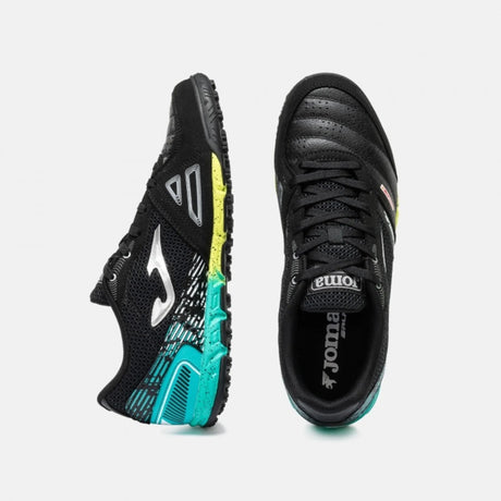 Joma Mundial 26 turf, black and turquoise - top view