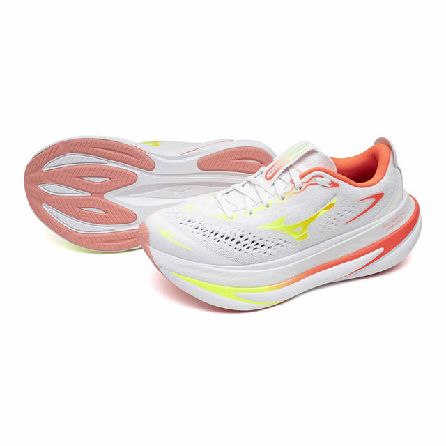 Mizuno Sky Prime chaussure de course à pied pour femme, coloris White / Lime Pulp — vue 10