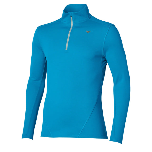 Mizuno Thermal Charge half-zip long-sleeve running shirt for men, Blue Jewel — main image