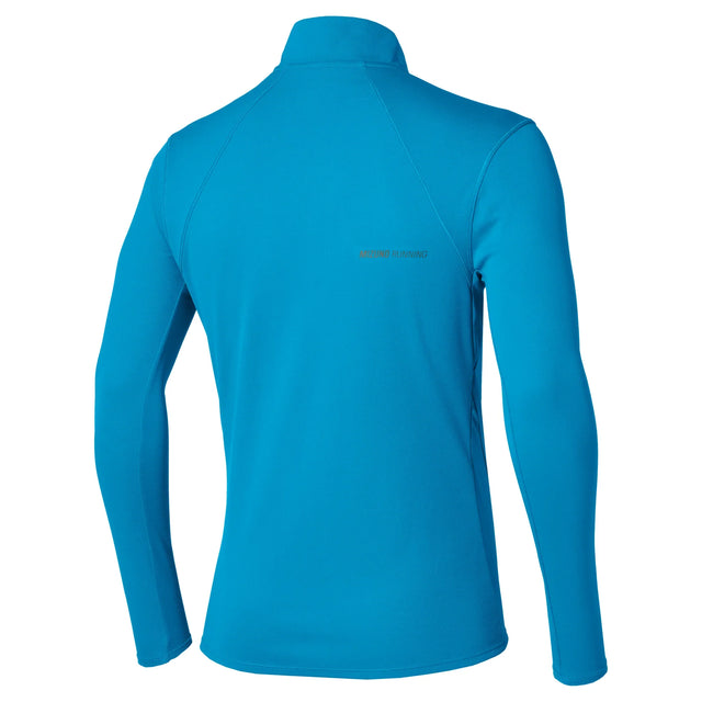Mizuno Thermal Charge half-zip long-sleeve running shirt for men, Blue Jewel — view 2