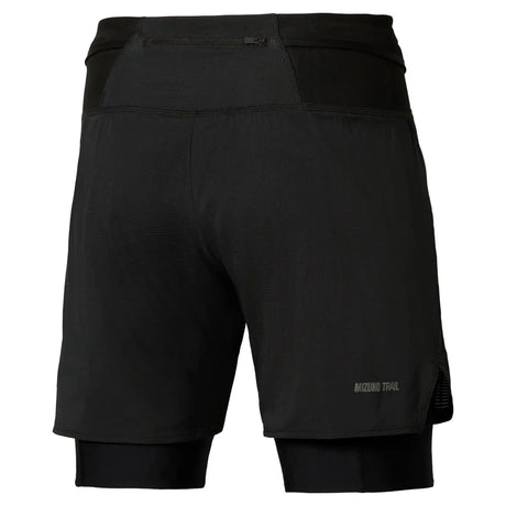 Mizuno short de course à pied multipoches 2-en-1 pour homme - Noir