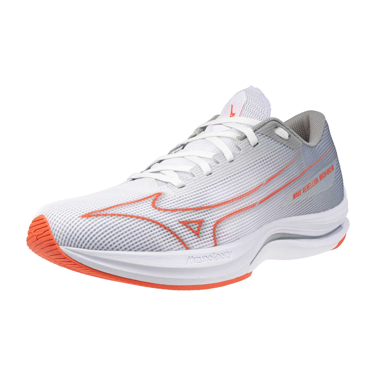 Mizuno Wave Rebellion Sonic 2 souliers de course homme pointe - White / Hot Coral