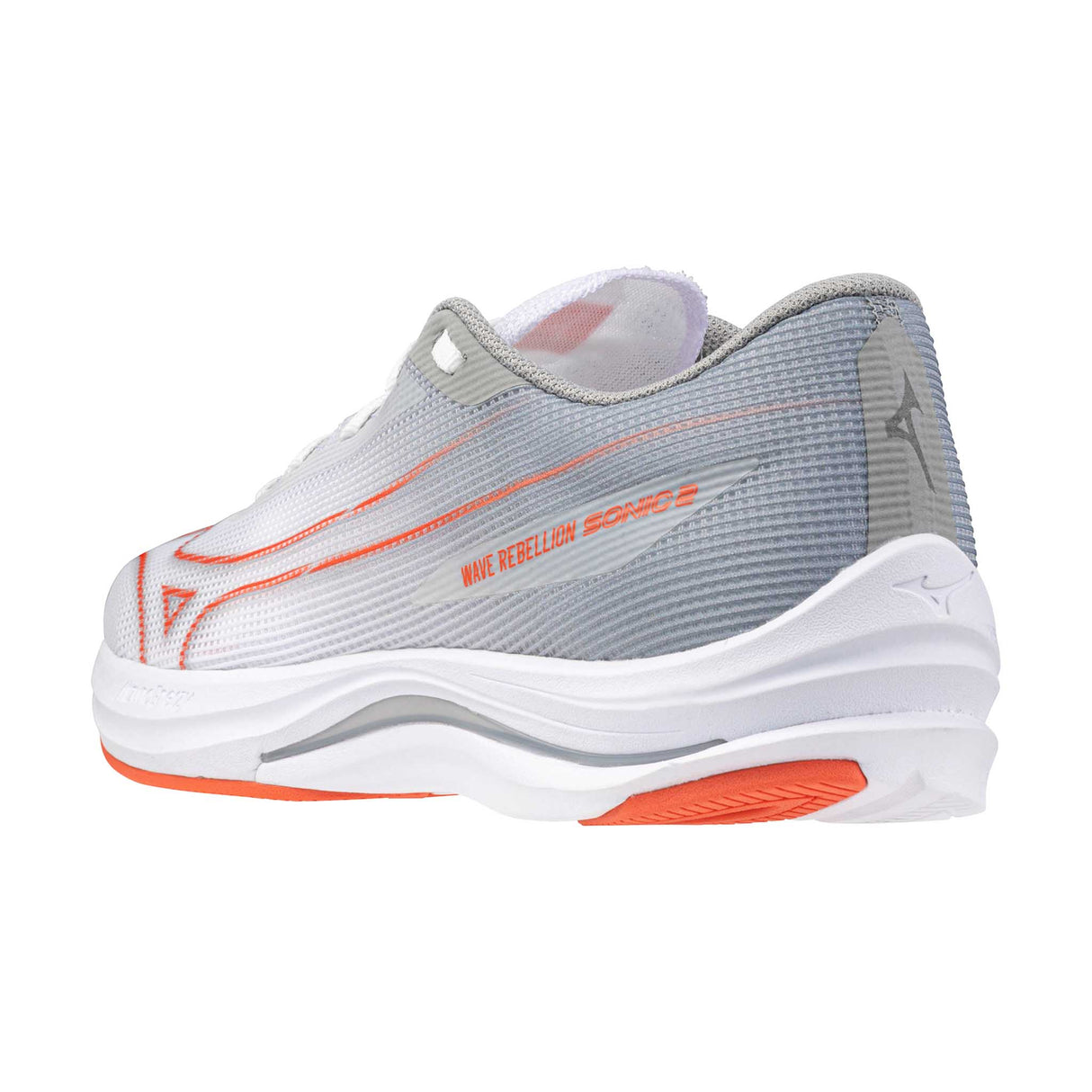 Mizuno Wave Rebellion Sonic 2 souliers de course homme talon - White / Hot Coral