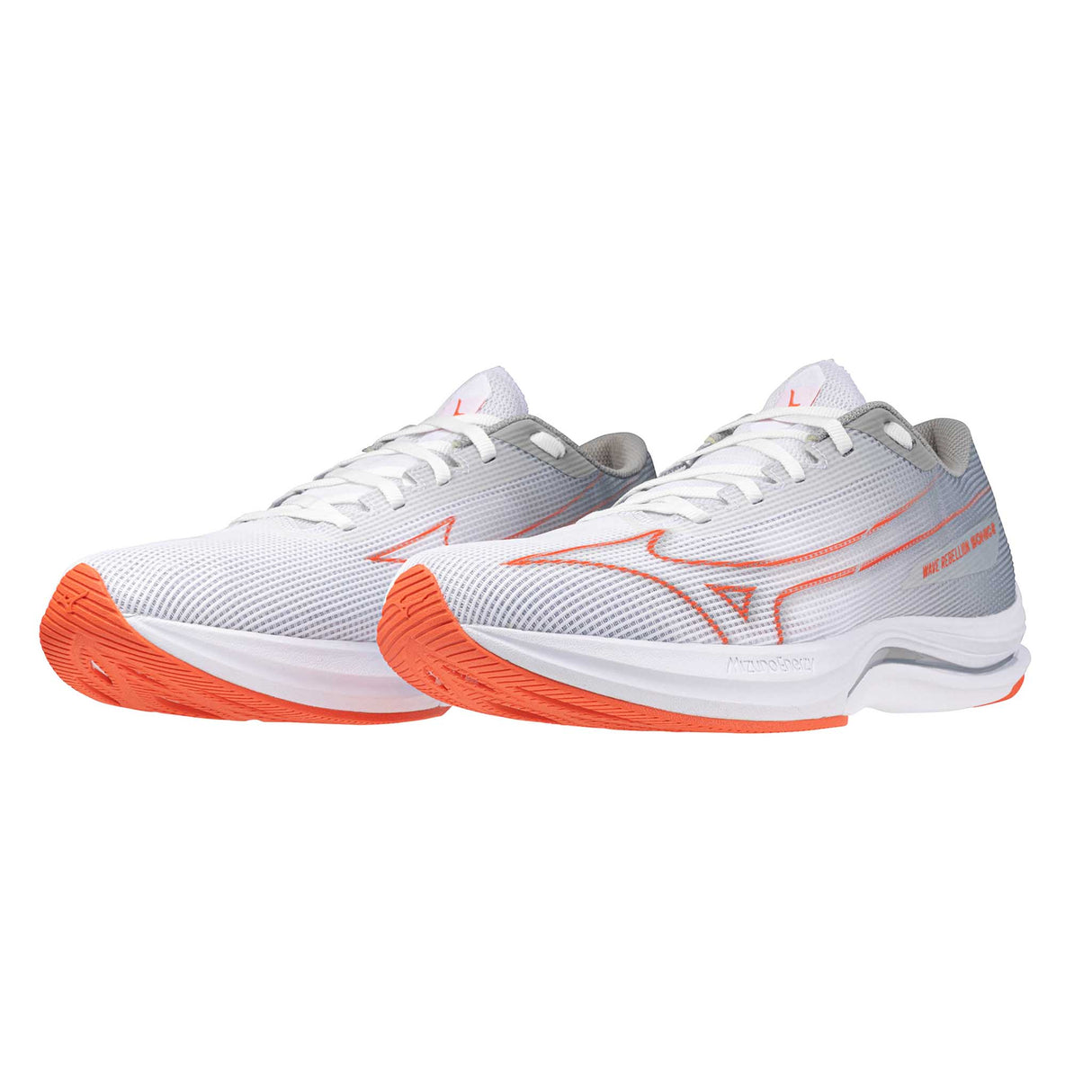 Mizuno Wave Rebellion Sonic 2 souliers de course homme paire - White / Hot Coral