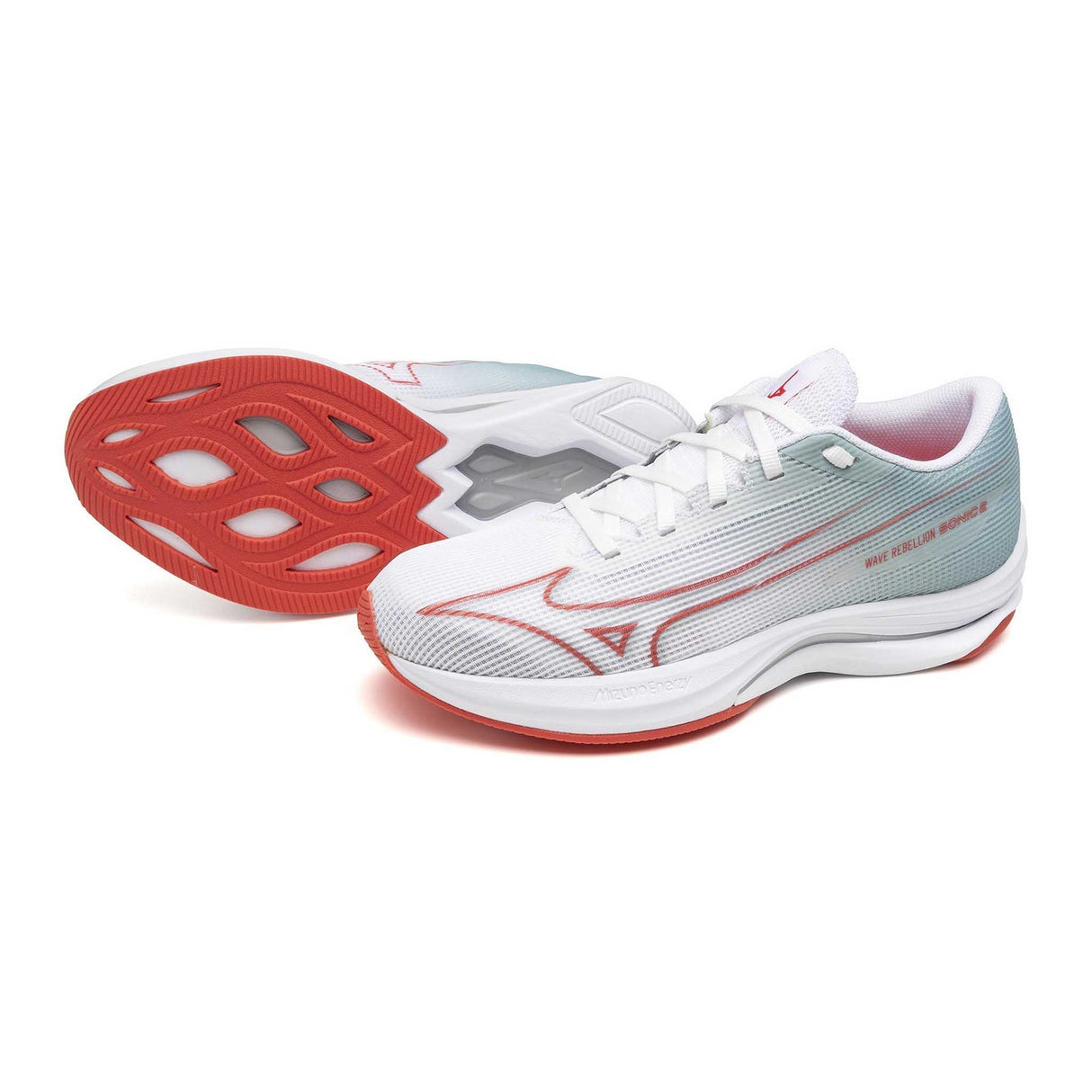 Mizuno Wave Rebellion Sonic 2 souliers de course femme paire - White / Cayenne