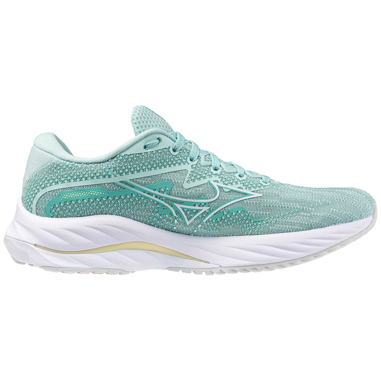 Mizuno Wave Rider 27 chaussures de course à pied femme lateral  -Eggshell Blue / White