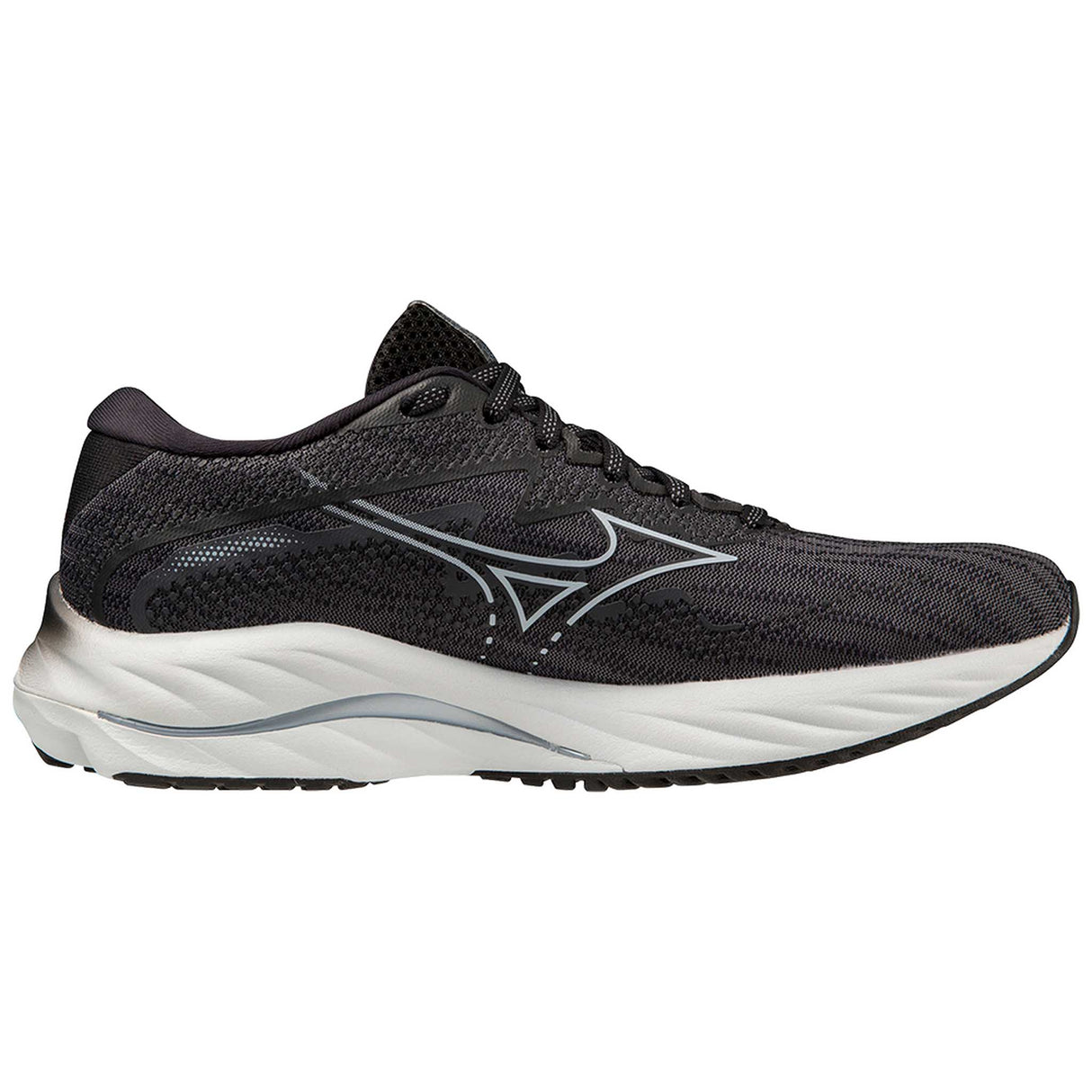 Mizuno Wave Rider 27 chaussures de course à pied femme lateral -Ebony / Snowcrest