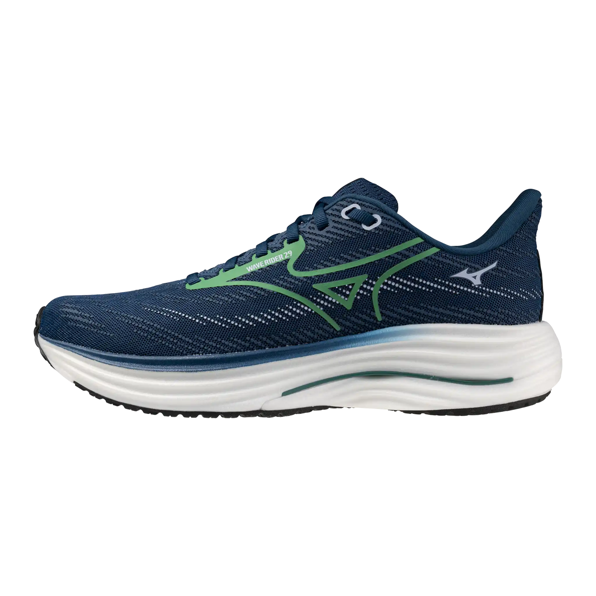 Mizuno Wave Rider 29 chaussures de course homme- Sailor Blue / Goblin Green