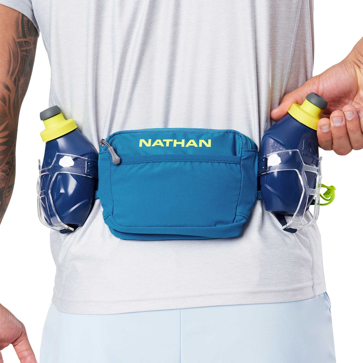 Nathan TrailMix Plus 3.0 ceinture d'hydratation de course à pied live- bleu / jaune