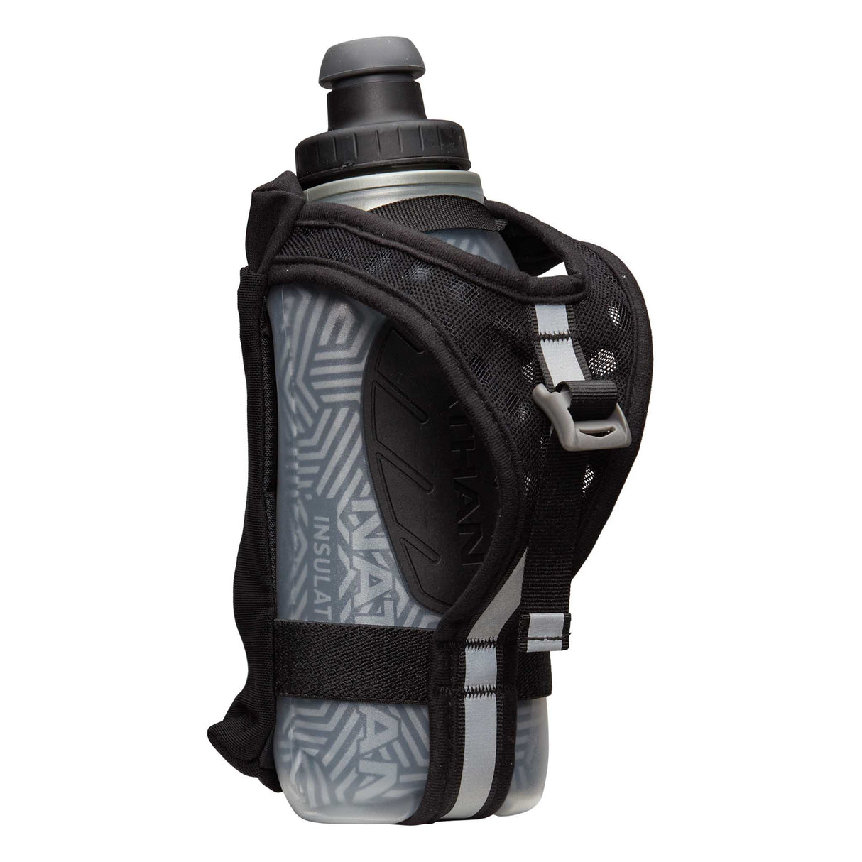 Nathan SpeedDraw 2 bouteille isolée à la main 12 oz - Black / Reflective Silver