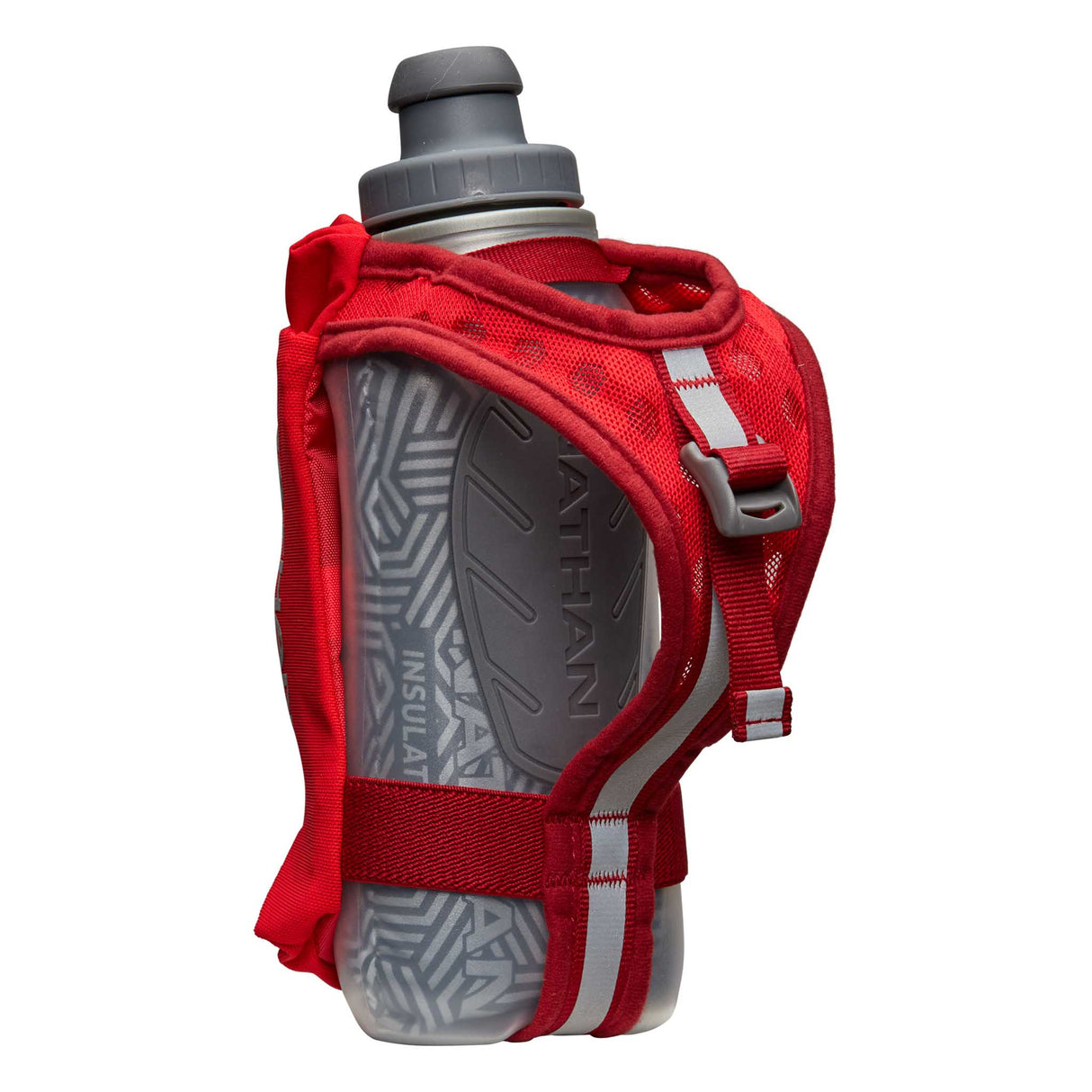 Nathan SpeedDraw 2 bouteille isolée à la main 12 oz -Ribbon Red/ Reflective Silver
