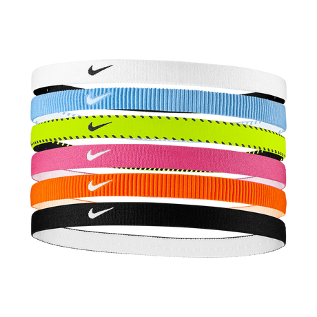 Nike Flex Classic Headbands bandeaux pour cheveux (pqt de 6) - Volt / Vivid Pink / White