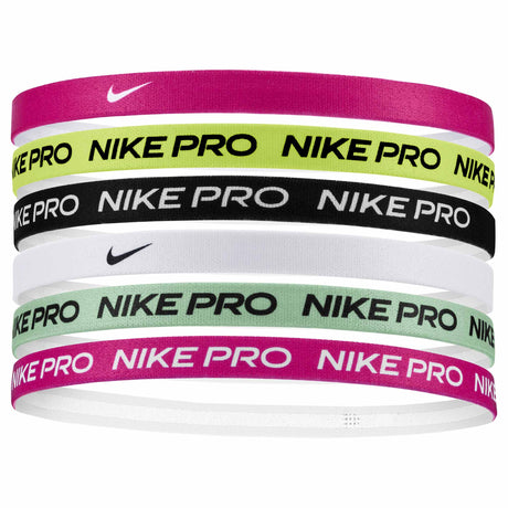 Nike printed 6pk bandeaux sport assortis pour cheveux - Fireberry / Lemon Twist / White