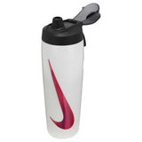Nike Refuel Locking Lid 24oz bouteille d'eau sport refermable- ouvert - White / Black / Hyper Crimson Iridescent