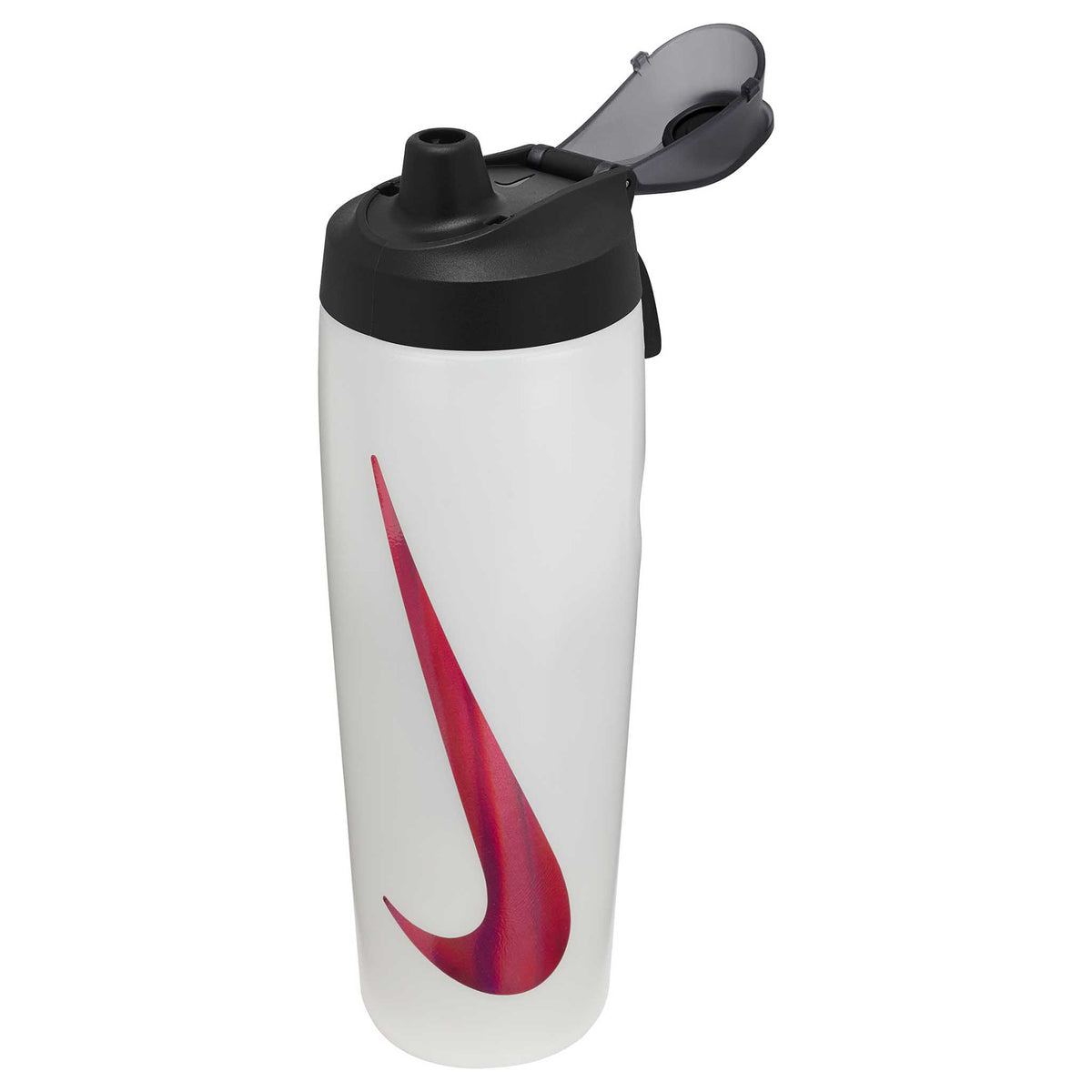 Nike Refuel Locking Lid 24oz bouteille d&#39;eau sport refermable- ouvert - White / Black / Hyper Crimson Iridescent