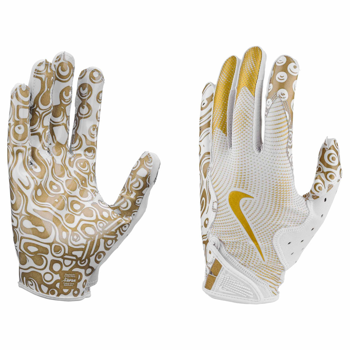 Nike Vapor Jet 8.0 FG Metallic Pack gants de football américain - White / Metallic Gold