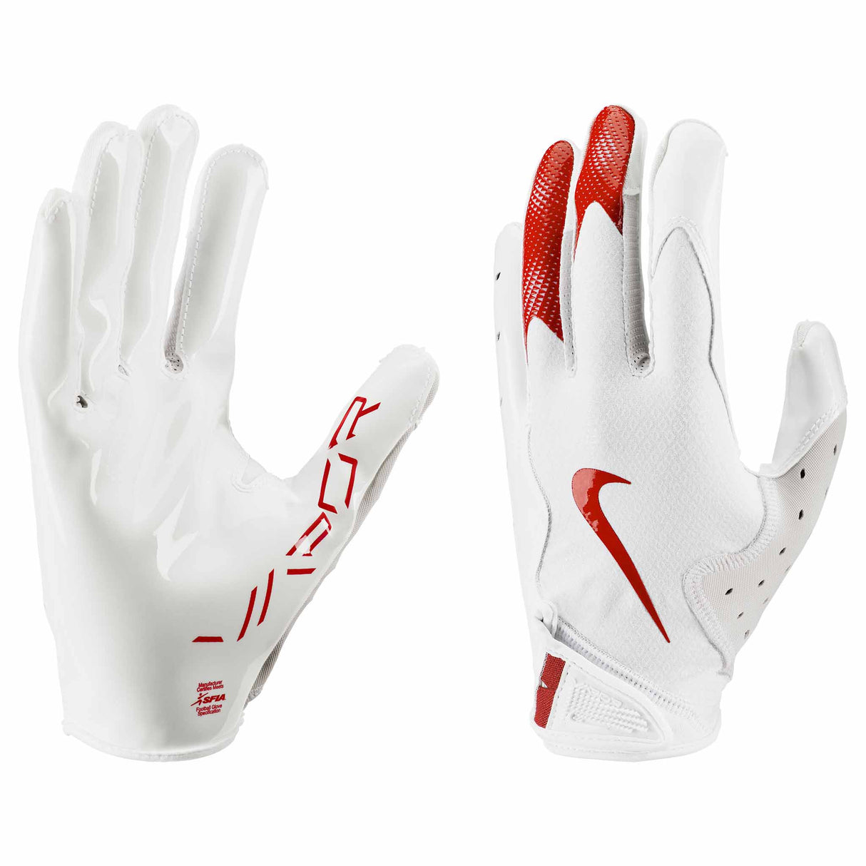 Nike Vapor Jet 8.0 FG gants de football américain - White / White / University Red