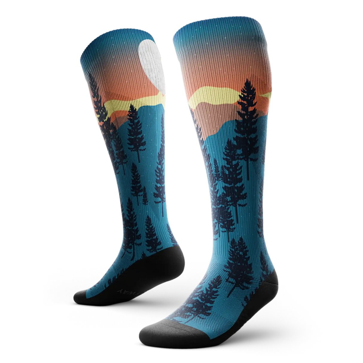 Outway Bright Night Athletic Knee High chaussette de compression unisexe - bleu