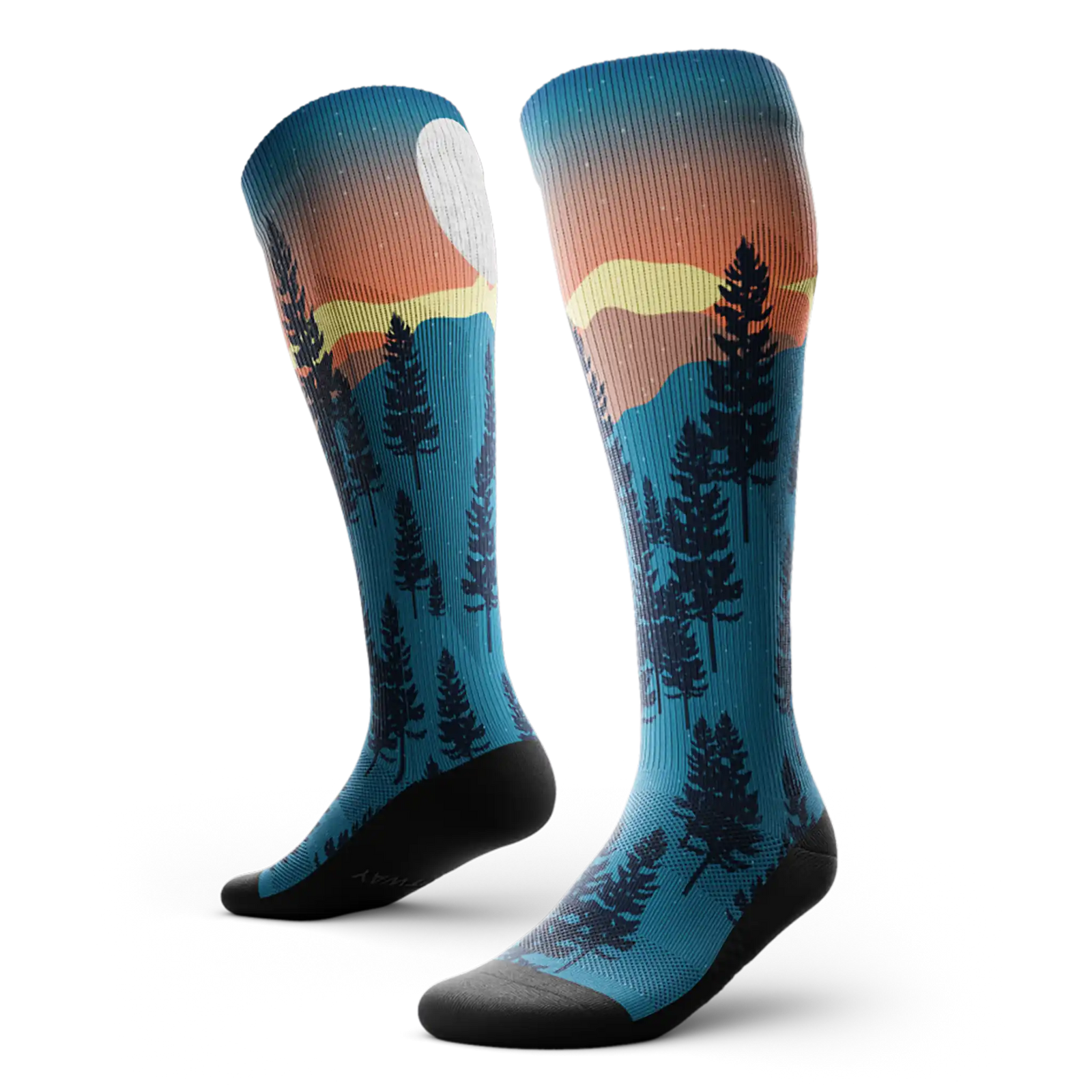 Outway Bright Night Athletic Knee High chaussette de compression unisexe - bleu
