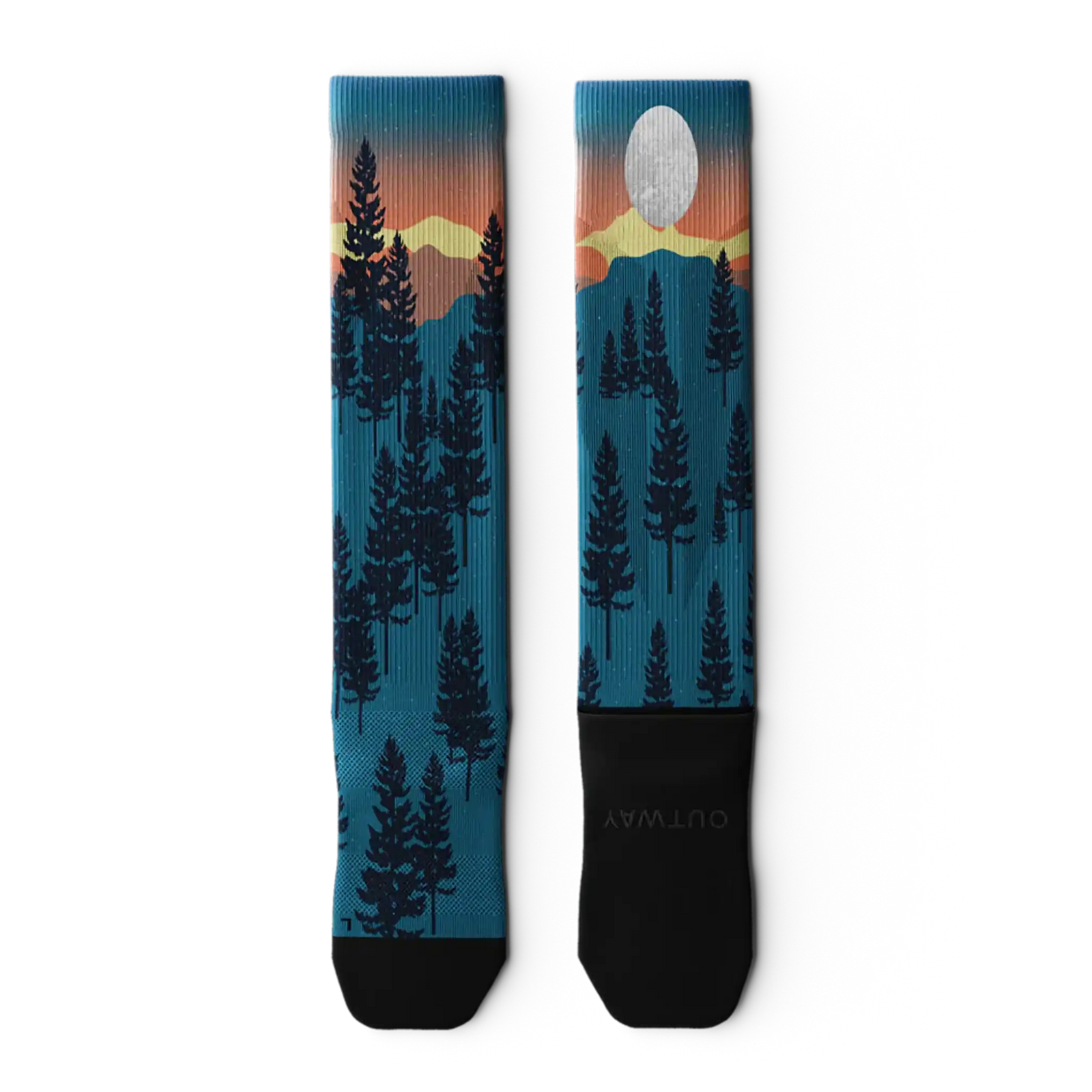 Outway Bright Night Athletic Knee High chaussette de compression unisexe - bleu