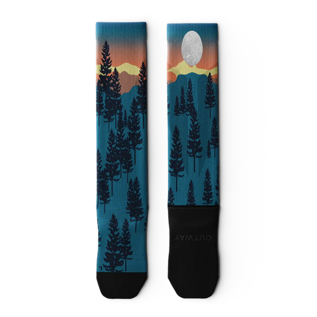 Outway Bright Night Athletic Knee High chaussette de compression unisexe - bleu