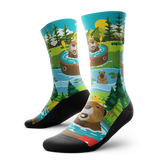 Outway Bubbly Beaver Crew Chaussette de course à pied unisexe - Vert / Bleu