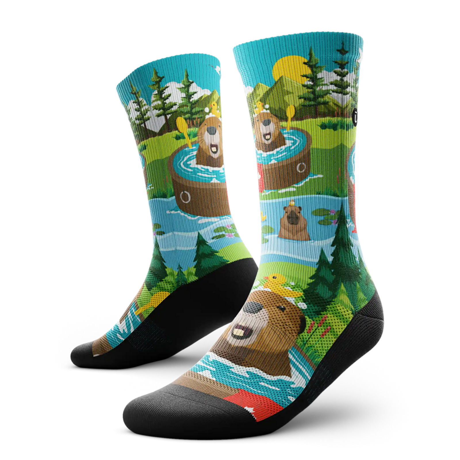 Outway Bubbly Beaver Crew Chaussette de course à pied unisexe - Vert / Bleu