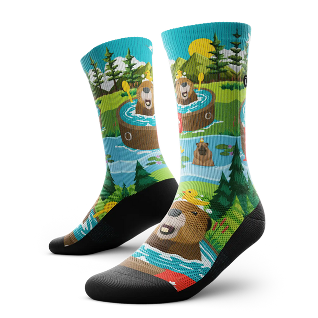 Outway Bubbly Beaver Crew Chaussette de course à pied unisexe - Vert / Bleu