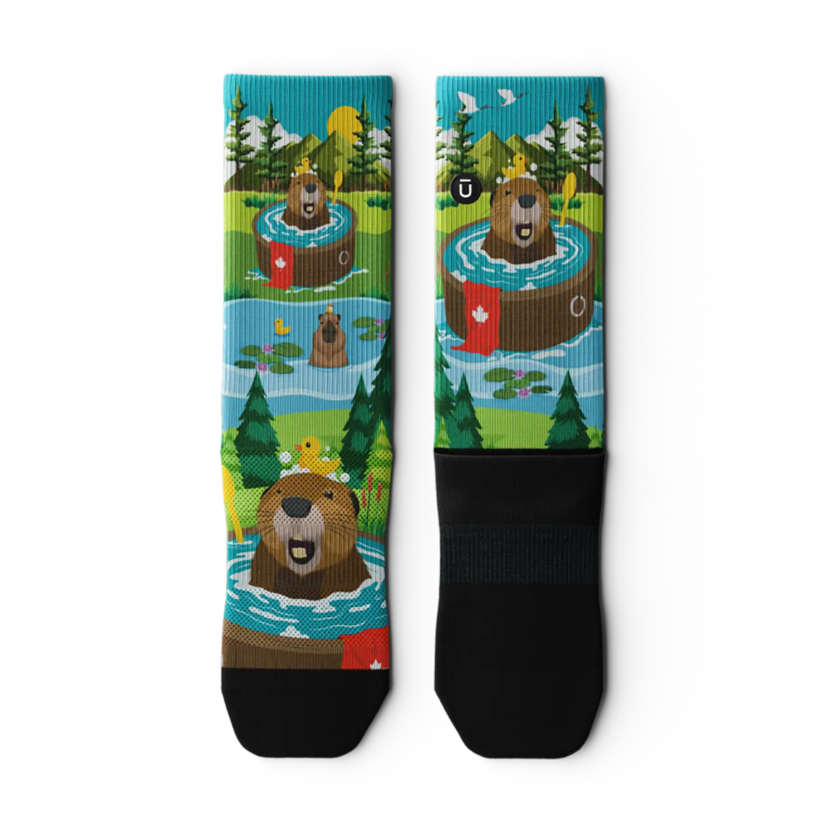 Outway Bubbly Beaver Crew Chaussette de course à pied unisexe - Vert / Bleu