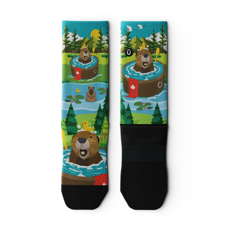 Outway Bubbly Beaver Crew Chaussette de course à pied unisexe - Vert / Bleu