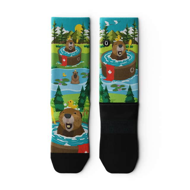 Outway Bubbly Beaver Crew Chaussette de course à pied unisexe - Vert / Bleu