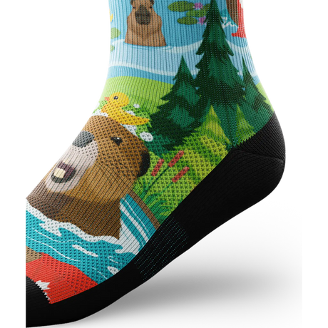 Outway Bubbly Beaver Crew Chaussette de course à pied unisexe - Vert / Bleu