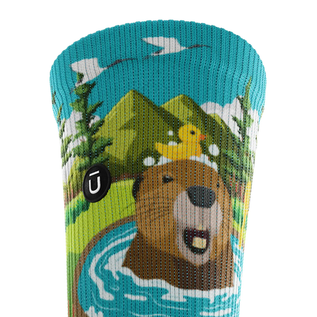 Outway Bubbly Beaver Crew Chaussette de course à pied unisexe - Vert / Bleu
