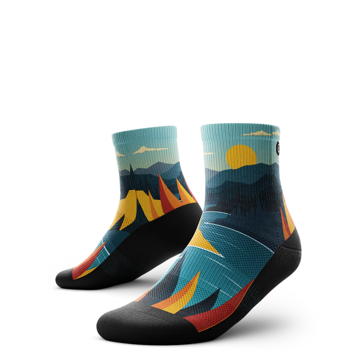 Outway Everflow Quarter Chaussette de course à pied unisexe - Noir / Bleu