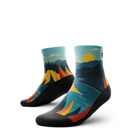 Outway Everflow Quarter Chaussette de course à pied unisexe - Noir / Bleu