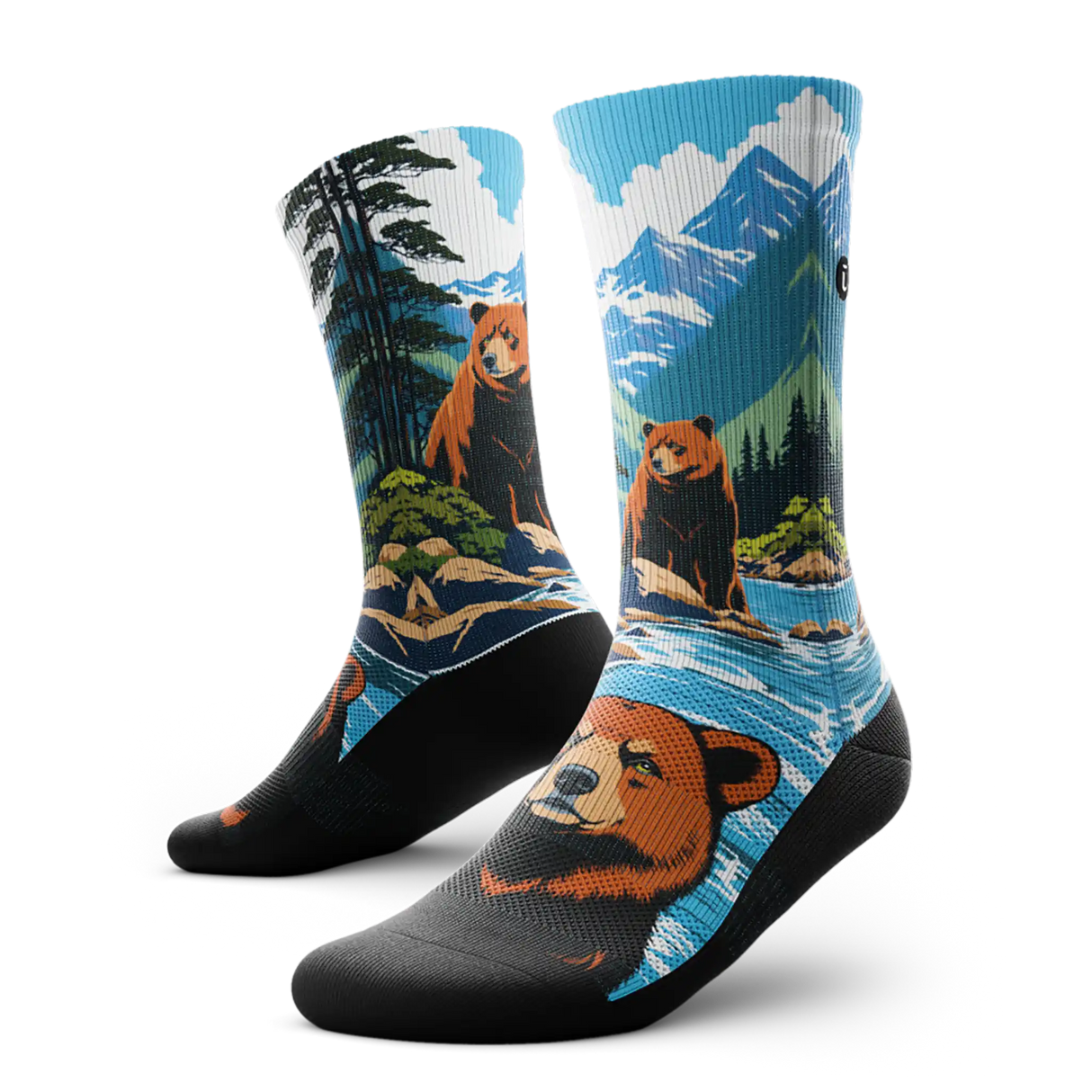 Outway Grizzlies Crew Chaussette de course à pied unisexe - Brun / Bleu