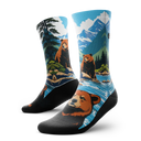 Outway Grizzlies Crew Chaussette de course à pied unisexe - Brun / Bleu